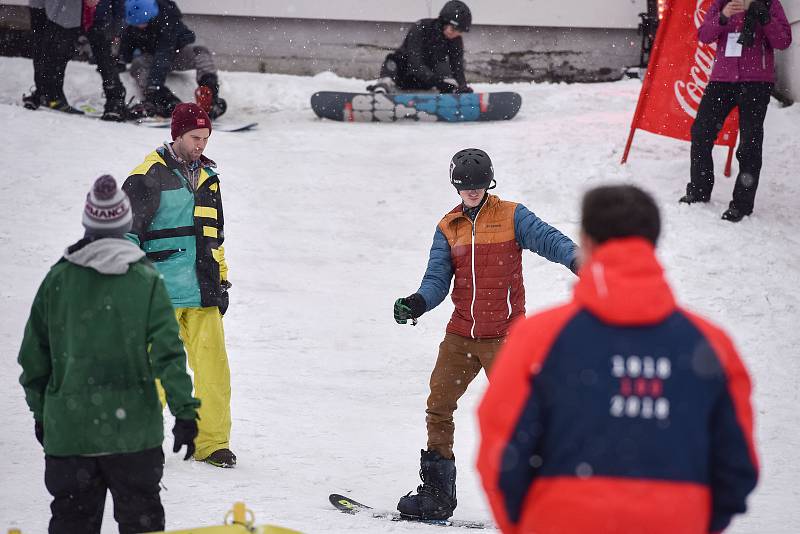 Olympijský festival u Ostravar Arény, 16. února 2018 v Ostravě, sportoviště - snowboarding.