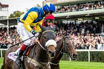 Žokej Ondřej Velek vítězí s Chittussim (stáj Dr. Charvát) v Poplerově memoriálu. Koně trenéra Pavla Tůmy z Dvorců na Bruntálsku si připsali čtyři triumfy.