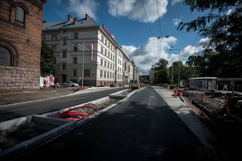 Rekonstrukce ulici Českobratrské v Ostravě, 4. zaří 2017.