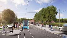 Vizualizace nové tramvajové trati v Porubě.