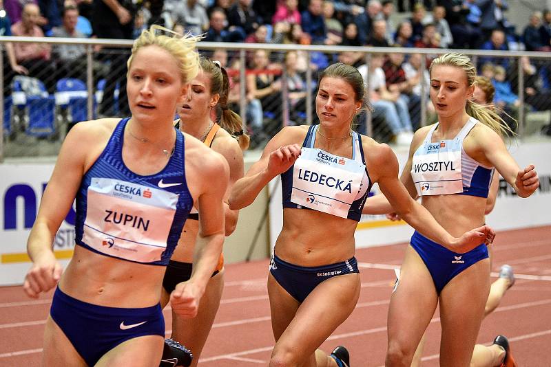 Mezinárodní halový atletický mítink Czech Indoor Gala 2020, 5. února 2020 v Ostravě. Střed běh 400m ženy Daniela Ledecká ze Slovenska.