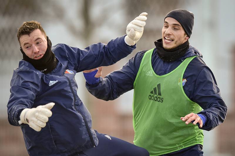 Zimní příprava FC Baníku Ostrava, 3. ledna 2019 v Ostravě. Na snímku Nemanja Kuzmanovič a Jan Laštůvka.