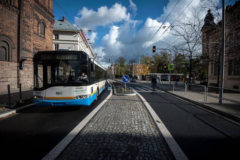 Ulice Českobratrská v Ostravě po rekonstrukci, snímek z 30. října 2017