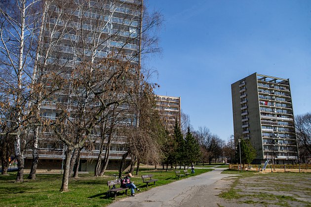 Ostrava-Jih, část Výškovice, Zábřeh, březen 2020, po vyhlášení nouzového stavu v Česku z důvodu koronavirové nákazy (COVID-19).