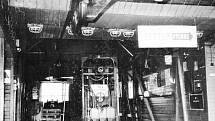 Horní stanice lanovky z Trojanovic na Pustevny v roce 1957.