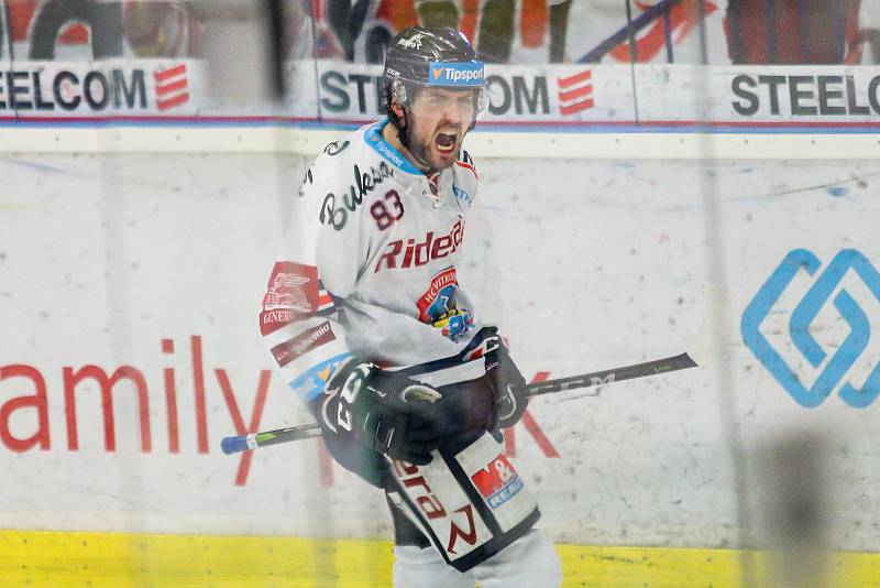 Čtvrtfinále play off hokejové extraligy - 3. zápas: HC Vítkovice Ridera - HC Oceláři Třinec, 24. března 2019 v Ostravě. Na snímku Šimon Stránský.