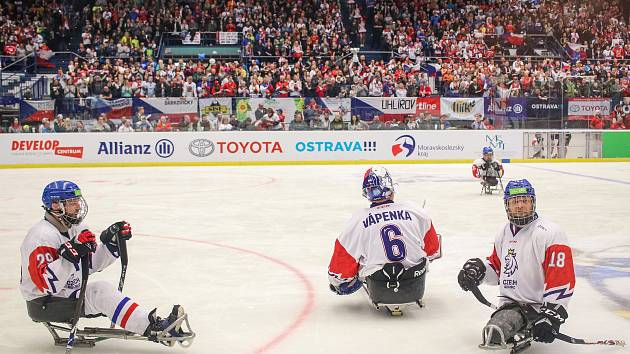 Mistrovství světa v para hokeji 2019, Korea - Česká republika (zápas o 3. místo), 4. května 2019 v Ostravě. Na snímku tým Česka.