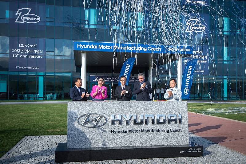 Oslavy 10. výročí zahájení sériové výroby automobilky Hyundai, 2. listopadu 2018 v Nošovicích.