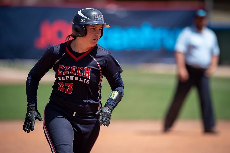 Mistrovství Evropy žen v softballu, 30. června 2019 v Ostravě. Zápas ČR - Litva. Na snímku KUCERKOVA Ludmila.