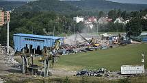 Demolice stadionu Bazaly, 23. července 2018 v Ostravě.