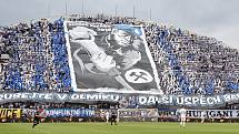 Choreo z finále fotbalového poháru MOL Cupu: FC Baník Ostrava - SK Slavia Praha, 22. května 2019 v Olomouci. 