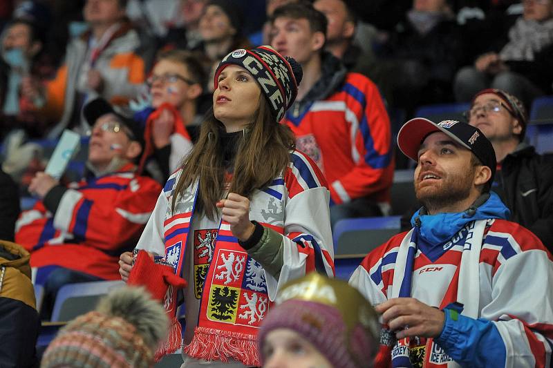 Olympijský festival v Ostravě, 23. února 2018. Sledování hokejového zápasu Česko-Rusko.