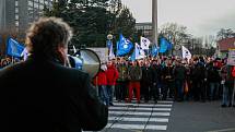 Protestní akce zaměstnanců ArcelorMittal.