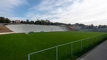 Stadion Bazaly těsně před dokončením, 7. října 2019 v Ostravě.