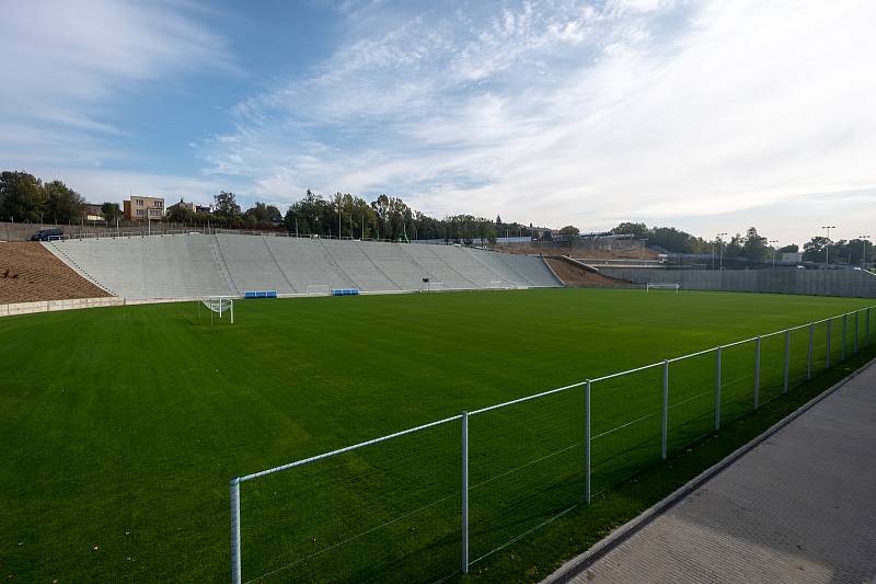 Stadion Bazaly těsně před dokončením, 7. října 2019 v Ostravě.