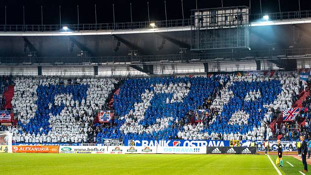Utkání 20. kola první fotbalové ligy: Baník Ostrava - Sparta Praha, 14. prosince 2019 v Ostravě. Na snímku choreo fanoušků FC Baník Ostrava.