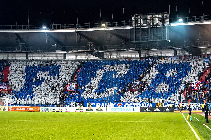 Utkání 20. kola první fotbalové ligy: Baník Ostrava - Sparta Praha, 14. prosince 2019 v Ostravě. Na snímku choreo fanoušků FC Baník Ostrava.