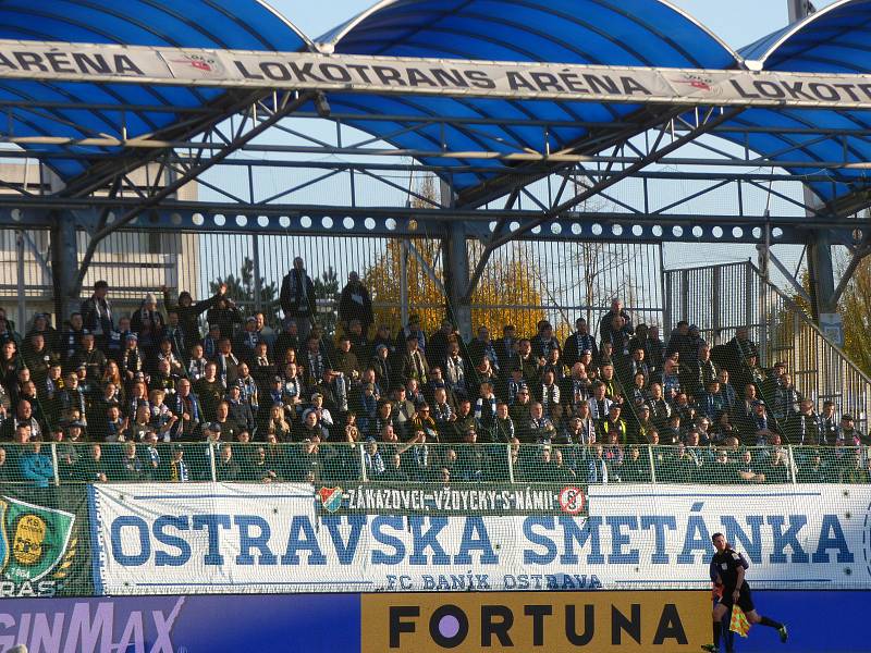 Fanoušci Baníku Ostrava v Mladé Boleslavi při utkání s Hradcem Králové.