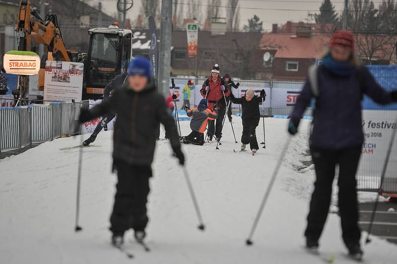 Olympijský festival u Ostravar Arény 23. února 2018 v Ostravě. Biatlon, běžky.
