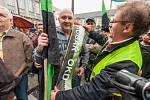 Demonstrace zaměstnanců OKD (horníků) v Ostravě.