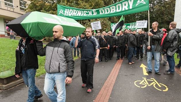 Demonstrace zaměstnanců OKD (horníků) v Ostravě.