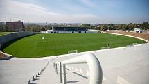 Stadion Bazaly těsně před dokončením, 7. října 2019 v Ostravě.