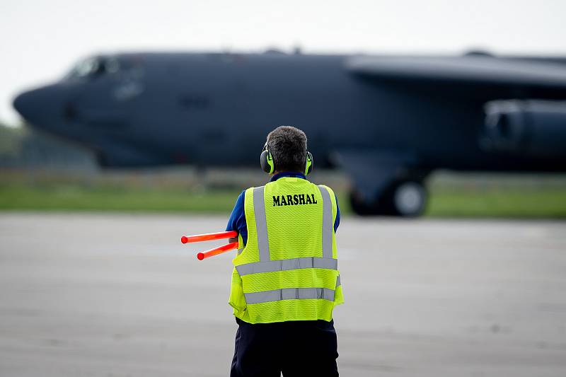 Přílet amerického bombardéru B-52 Stratofortress, 17. září 2019 v Mošnově.