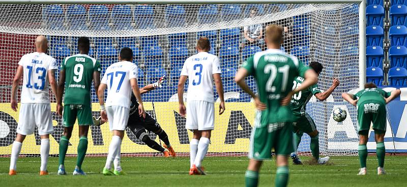 Utkání 5. kola první fotbalové ligy: FC Baník Ostrava - Bohemians 1905 , 10. srpna 2019 v Ostravě. Na snímku penalta hráče Kamil Vacek.