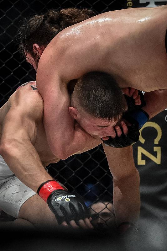 MMA Octagon 11 v Ostravar aréně, 16. března 2019 v Ostravě. Na snímku (v červeném) Miloš Petrášek proti Jeremy Kimball.