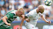 Utkání 5. kola první fotbalové ligy: FC Baník Ostrava - Bohemians 1905 , 10. srpna 2019 v Ostravě. Na snímku (zleva) Daniel Köstl a Tomáš Smola.