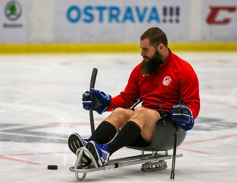 Tisková konference k Mistrovství světa v para hokeji 18. ledna 2019 v Ostravě. Na snímku  Jan Výtisk z Vítkovic.