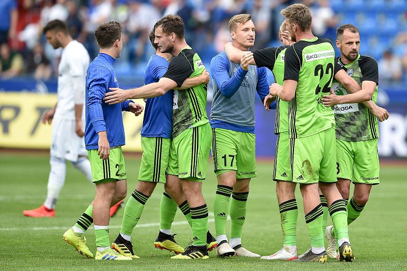 Nadstavba první fotbalové ligy, kvalifikační utkání o Evropskou ligu: FC Baník Ostrava - FK Mladá Boleslav, 1. června 2019 v Ostravě. Na snímku radost Mladé Boleslavi.