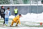 První přípravný zápas Tipsport ligy: Baník Ostrava - 1.SK Prostějov, 8. ledna 2019 v Orlové. Na snímku (zleva) Jakub Šašinka z Baníku Ostrava, Oleksandr Pernatskyi z Prostějova a brankář Filip Jícha z Prostějova.