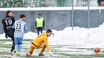 První přípravný zápas Tipsport ligy: Baník Ostrava - 1.SK Prostějov, 8. ledna 2019 v Orlové. Na snímku (zleva) Jakub Šašinka z Baníku Ostrava, Oleksandr Pernatskyi z Prostějova a brankář Filip Jícha z Prostějova.