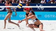 Ženy: Zápas o 3. místo USA - Nizozemsko. FIVB Světové série v plážovém volejbalu J&T Banka Ostrava Beach Open, 2. června 2019 v Ostravě. Na snímku Madelein Meppelink (NED).