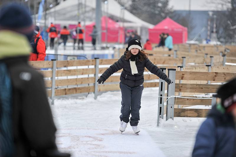 Olympijský festival u Ostravar Arény, 9. února 2018 v Ostravě. Bruslení