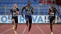 Zlatá tretra, atletický mítink kategorie Continental Tour - Gold, 19. května 2021 v Ostravě. (střed) Fred Kerley (USA), 100 m muži.