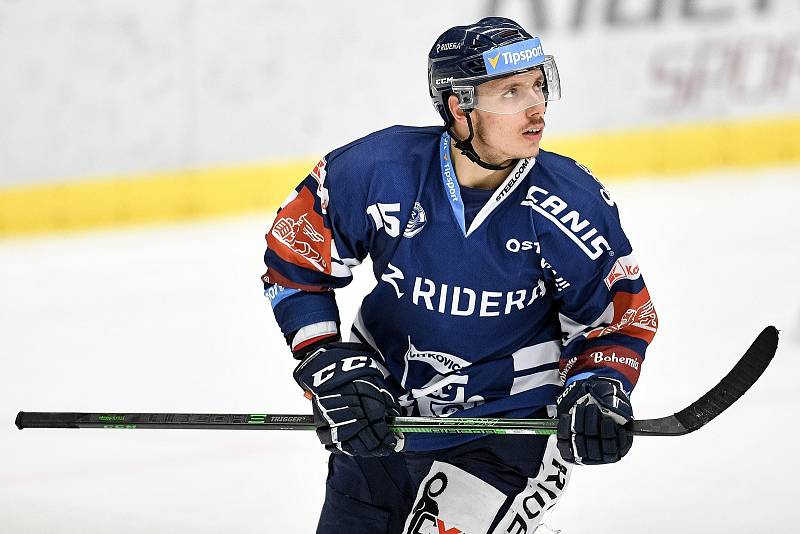 Utkání 8. kola hokejové extraligy: HC Vítkovice Ridera - HC Oceláři Třinec, 20. října 2021 V Ostravě. Petr Chlán z Vítkovic.