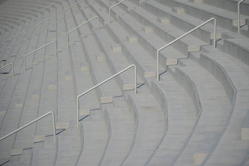 Stadion Bazaly těsně před dokončením, 7. října 2019 v Ostravě.