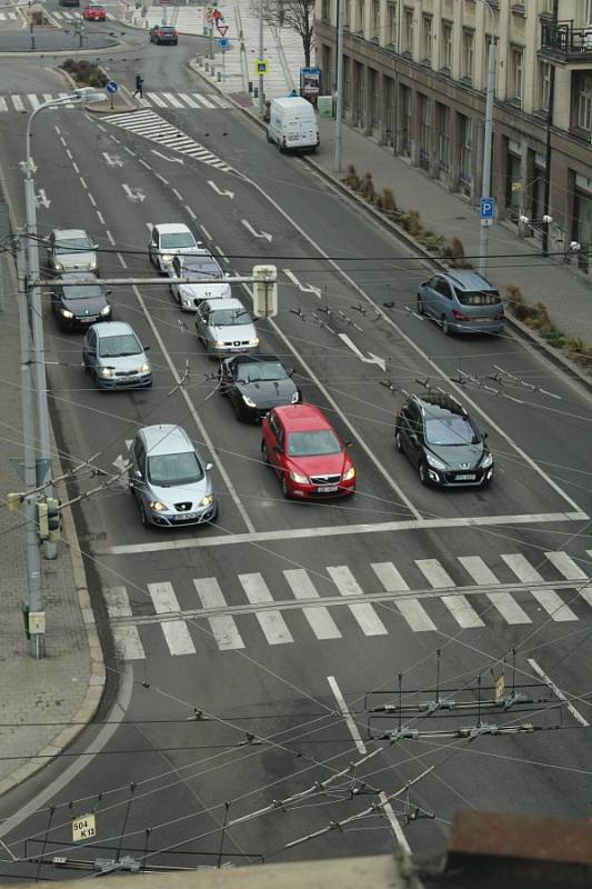 Křižovatka Sokolské třídy s Českobratrskou ulicí v Ostravě 