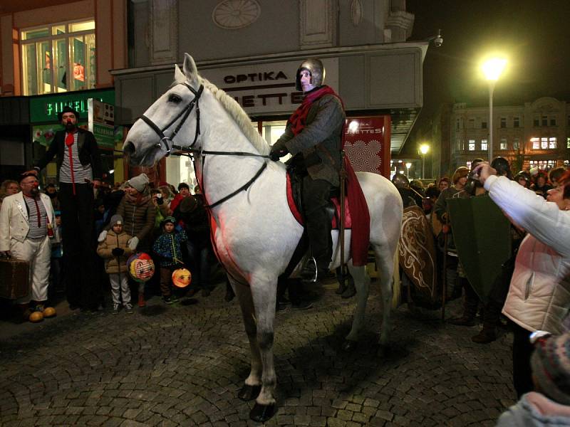 Svatý Martin na bílém koni na Masarykově náměstí v Ostravě.