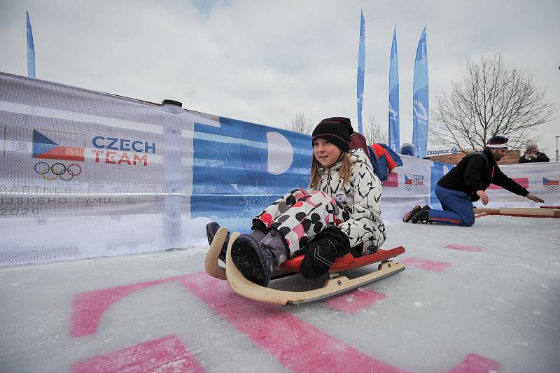 Olympijský festival u Ostravar Arény, 9. února 2018 v Ostravě. Skeleton