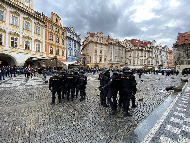 Demonstrace Praha, Staroměstské náměstí, 18. října 2020.