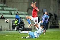 Přípravné fotbalové utkání: Česko - San Marino, 13. listopadu 2025, Městský stadion, Karviná. (zleva) Tomáš Souček z Česka a Dante Carlos Rossi ze San Marina.