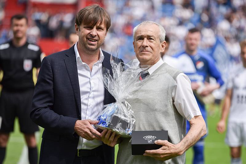 Nadstavba první fotbalové ligy, kvalifikační utkání o Evropskou ligu: FC Baník Ostrava - FK Mladá Boleslav, 1. června 2019 v Ostravě. (zleva) majitele Baníku Ostrava Václav Brabec a Jaroslav Janoš.