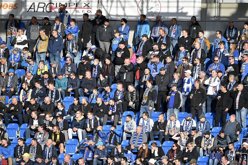 Utkání 11. kola první fotbalové ligy: FC Baník Ostrava - FC Slovácko, 16. října 2021 v Ostravě. Fanoušci Baníku.