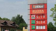 Situace o víkendu u benzínky v Chalupkách na polské straně.