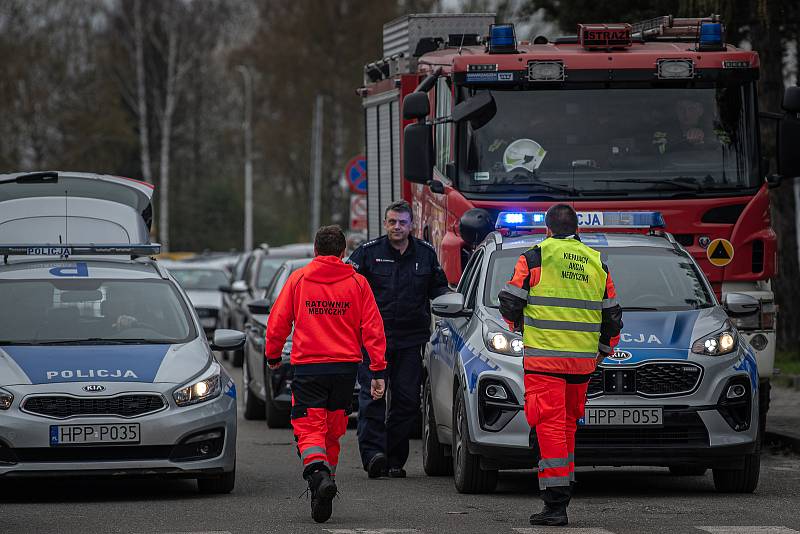 Pohled na uhelný důl Pniowek v Pawlowicích na jihu Polska a jeho okolí.