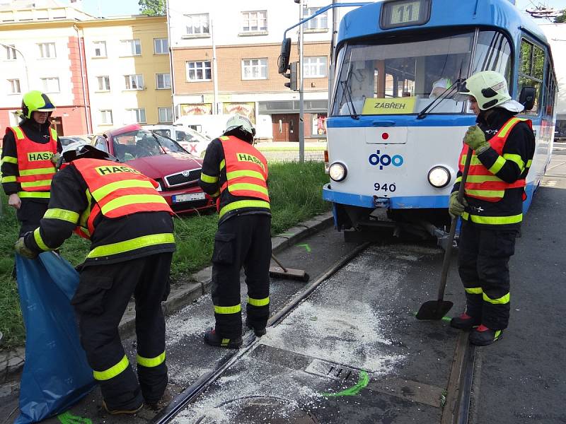 Dopravní nehoda v centru Ostravy.