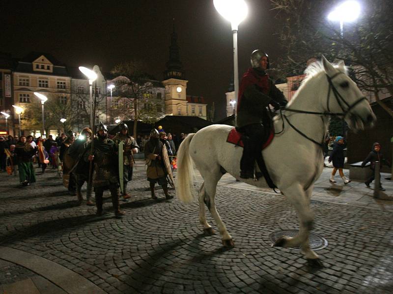 Svatý Martin na bílém koni na Masarykově náměstí v Ostravě.